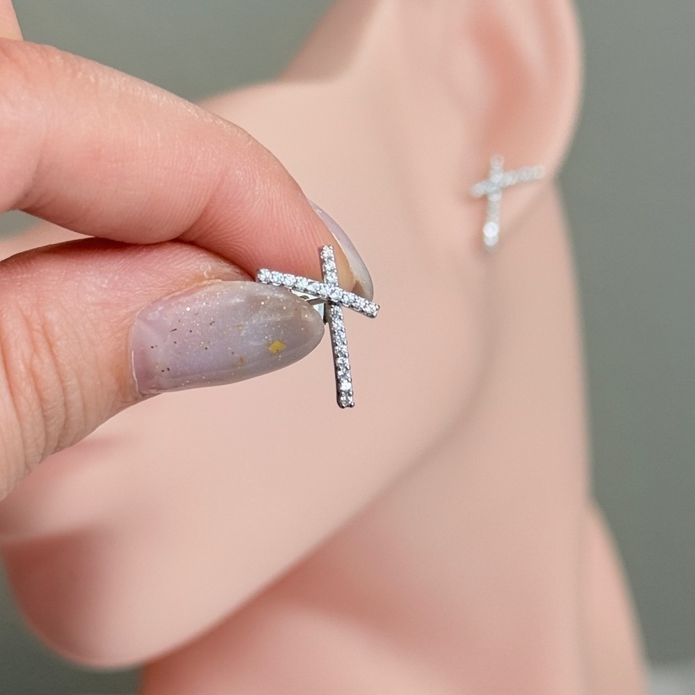 Elegant Silver Cross Earrings